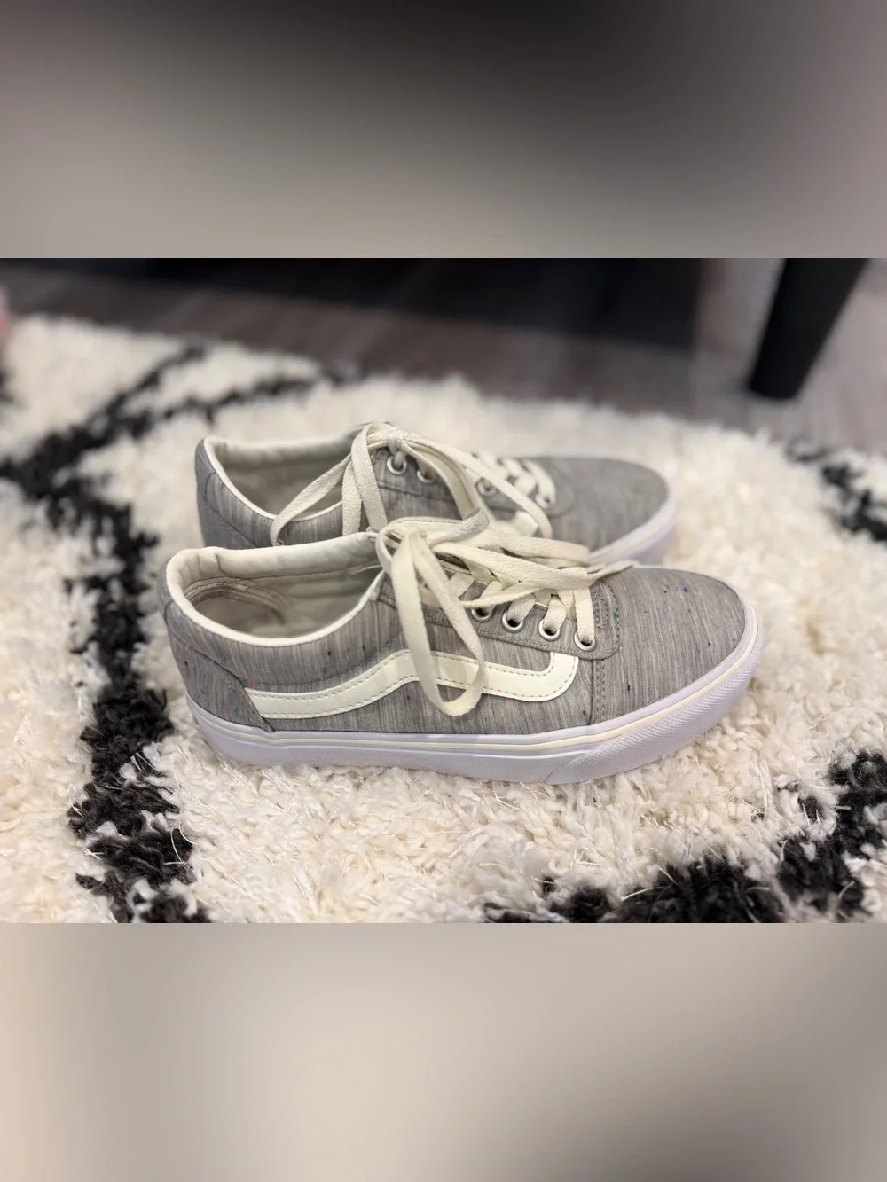 Women’s Vans Old Skool Speckled Jersey Sneakers – Size 6 – Gray/White - Picture 8 of 12